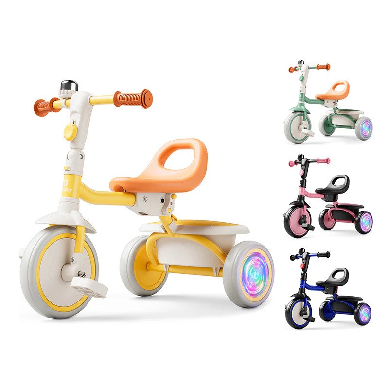 Tricycle évolutif 3-en-1 Besrey pour enfants – Roues lumineuses LED – Siège ergonomique – Dès 18 mois