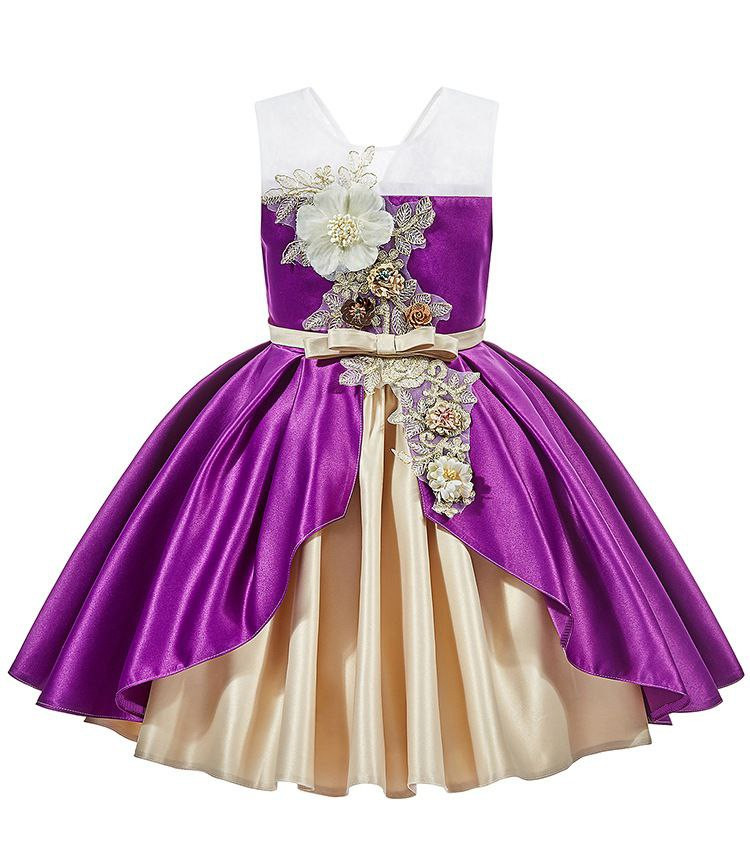 Robe de princesse pour enfants. jupe tutu plissée en satin, robe de demoiselle d'honneur