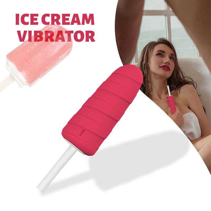 Vibromasseur de crème glacée rouge transfrontalier pour femmes, massage flirtant du point G et stimulation vibrateur magnétique rechargeable à dix fréquences