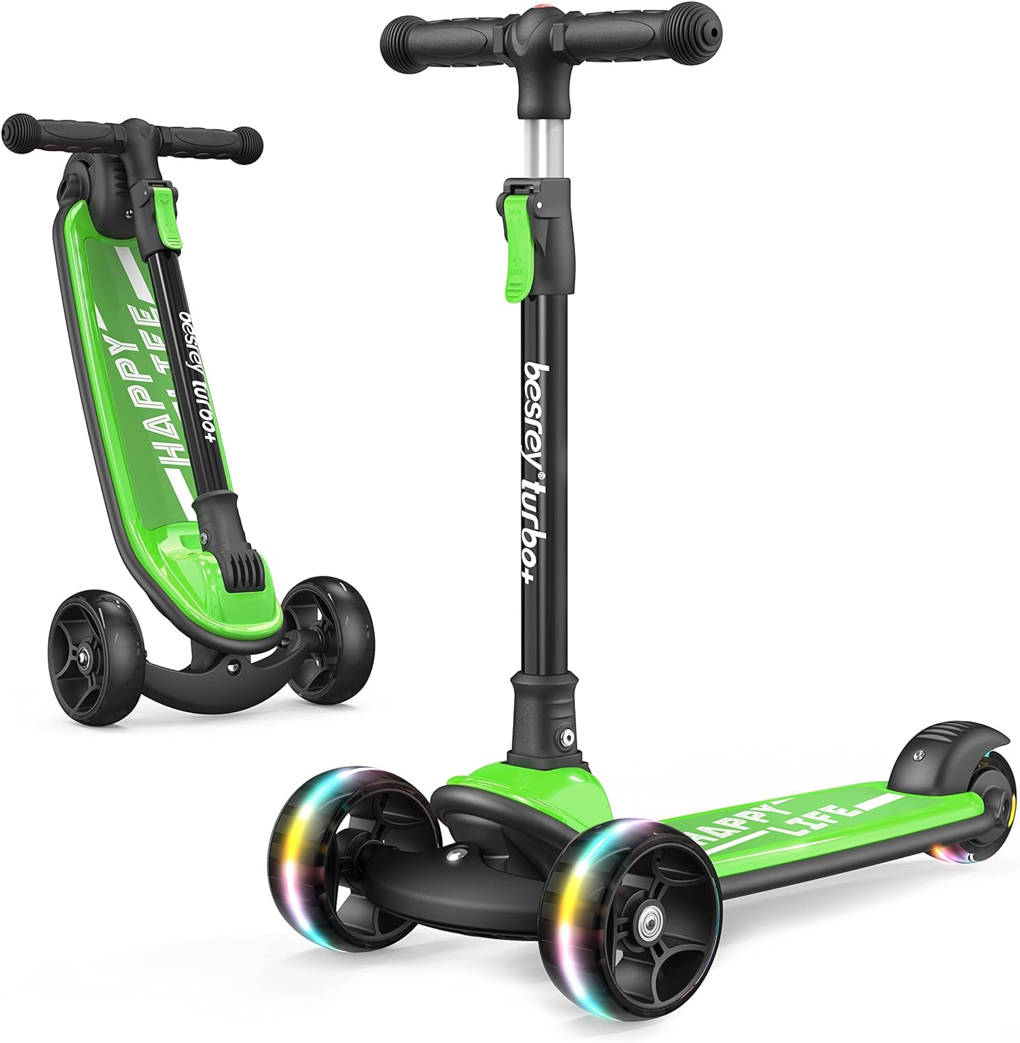 besrey Trottinette Pliable pour Enfant de 2 à 10 Ans, Trottinette Enfant 3 Roues débutante avec Roues Lumineuses, Hauteur réglable