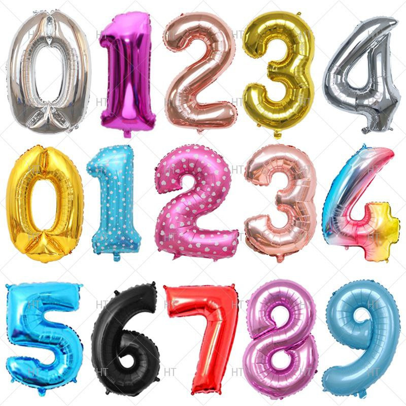 32 pouces grosse version ballon numérique fête d'anniversaire ballon en film d'aluminium vente en gros moyen numérique décoration de mariage