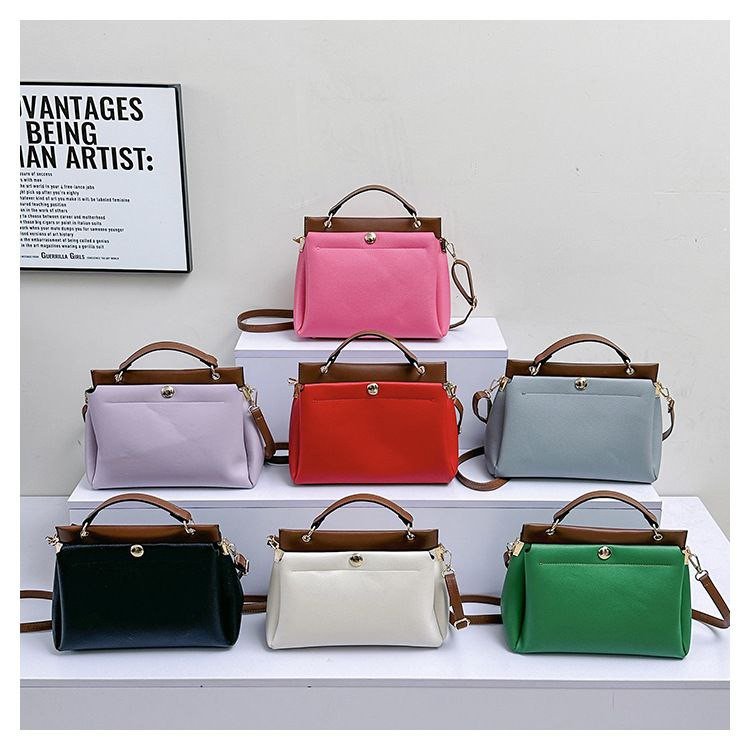 Sac pour femmes de couleur contrastée à bandoulière simple  de grande capacité
