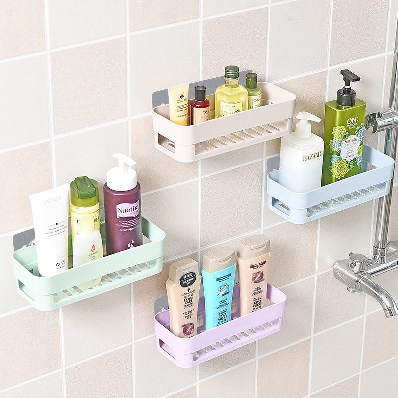Support de rangement mural pour salle de bain sans poinçonnage et support de rangement mural pour articles de toilette sans trace Support de rangement pour salle de bain WC
